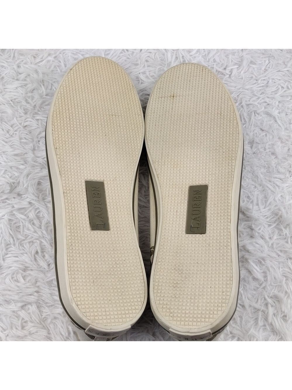 LAUREN Ralph Lauren Emilia Cream Canvas Nautical Slip On Flats 802077018 - Picture 5 of 14